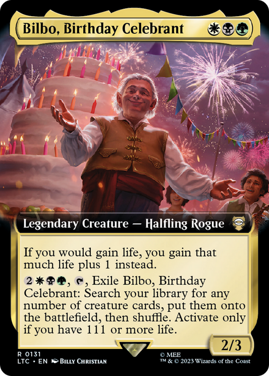 Bilbo, Birthday Celebrant (LTC-131) - Tales of Middle-earth Commander: (Extended Art) - Premium MTG Single from Wizards of the Coast - Just $0.43! Shop now at Game Crave Tournament Store