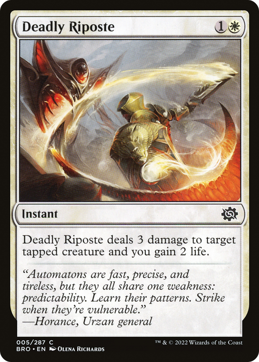 Deadly Riposte (BRO-005) - The Brothers' War - Premium MTG Single from Wizards of the Coast - Just $0.08! Shop now at Game Crave Tournament Store