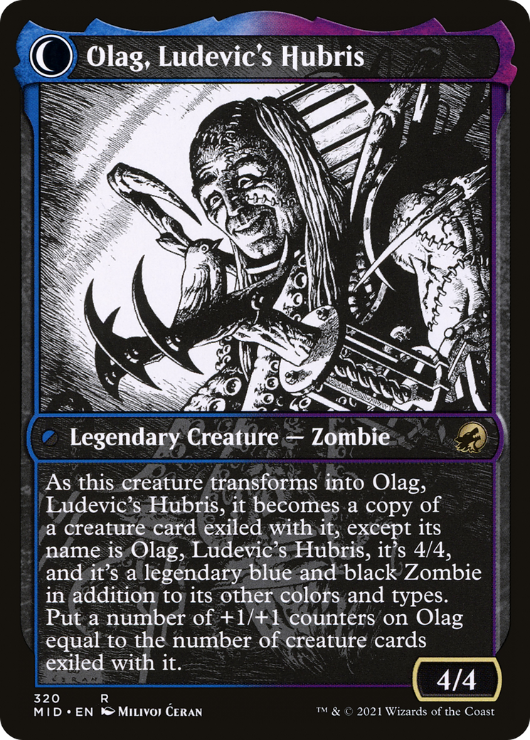 Ludevic, Necrogenius // Olag, Ludevic's Hubris (MID-320) - Innistrad: Midnight Hunt: (Showcase, Double Faced Transform) Foil - Premium MTG Single from Wizards of the Coast - Just $0.08! Shop now at Game Crave Tournament Store