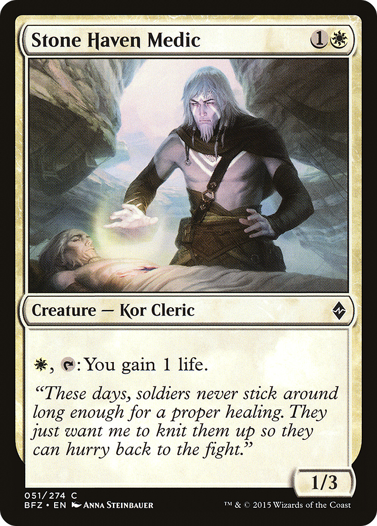 Stone Haven Medic (BFZ-051) - Battle for Zendikar - Premium MTG Single from Wizards of the Coast - Just $0.08! Shop now at Game Crave Tournament Store