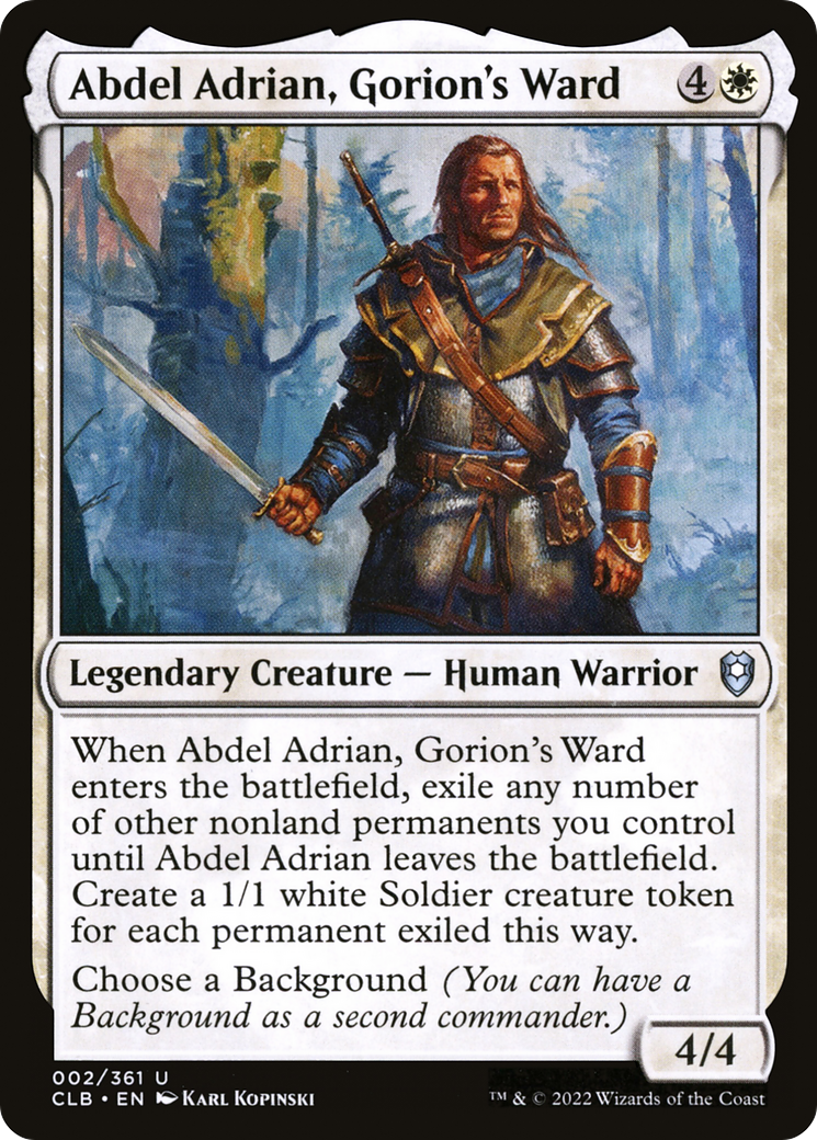 Abdel Adrian, Gorion's Ward (CLB-002) - Commander Legends: Battle for Baldur's Gate - Premium MTG Single from Wizards of the Coast - Just $0.08! Shop now at Game Crave Tournament Store