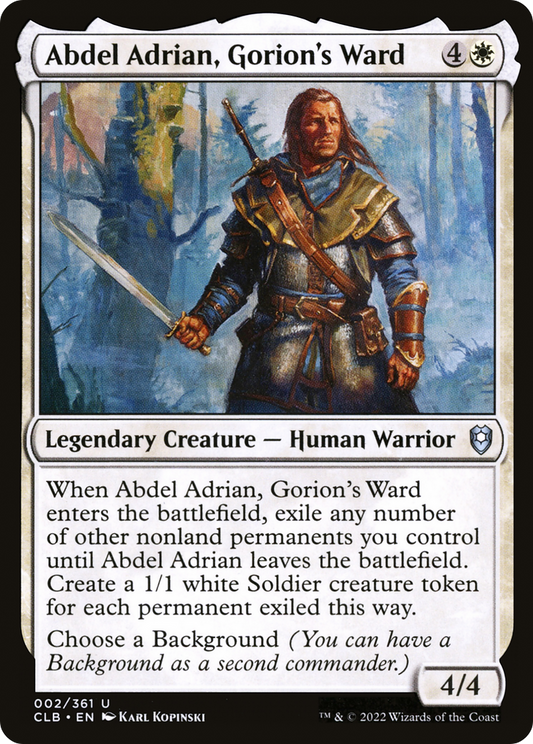 Abdel Adrian, Gorion's Ward (CLB-002) - Commander Legends: Battle for Baldur's Gate - Premium MTG Single from Wizards of the Coast - Just $0.08! Shop now at Game Crave Tournament Store