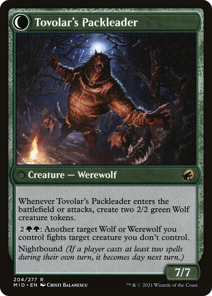 Tovolar's Huntmaster // Tovolar's Packleader (MID-204) - Innistrad: Midnight Hunt: (Double Faced Transform) Foil - Premium MTG Single from Wizards of the Coast - Just $0.75! Shop now at Game Crave Tournament Store