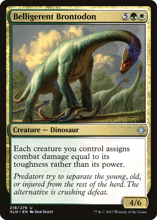 Belligerent Brontodon (XLN-218) - Ixalan Foil - Premium MTG Single from Wizards of the Coast - Just $0.14! Shop now at Game Crave Tournament Store