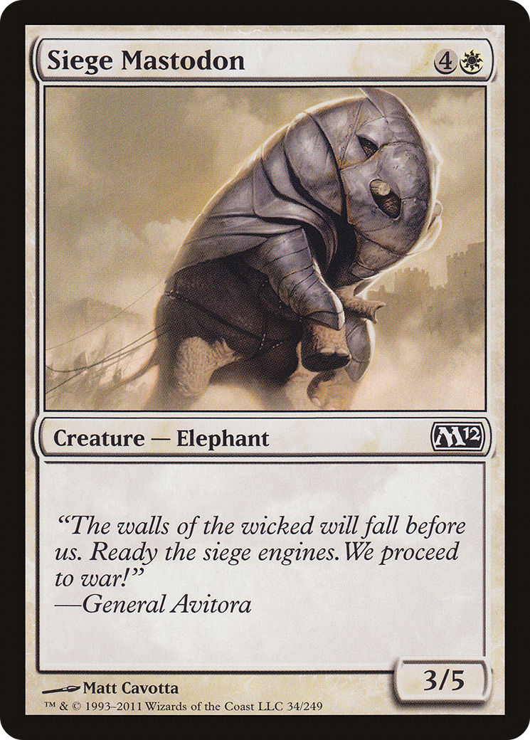 Siege Mastodon (M12-034) - Magic 2012 - Premium MTG Single from Wizards of the Coast - Just $0.08! Shop now at Game Crave Tournament Store