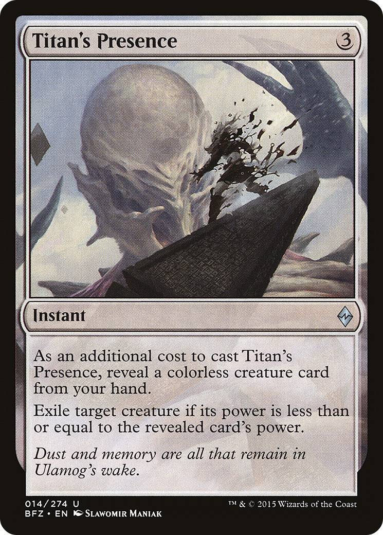 Titan's Presence (BFZ-014) - Battle for Zendikar - Premium MTG Single from Wizards of the Coast - Just $0.08! Shop now at Game Crave Tournament Store