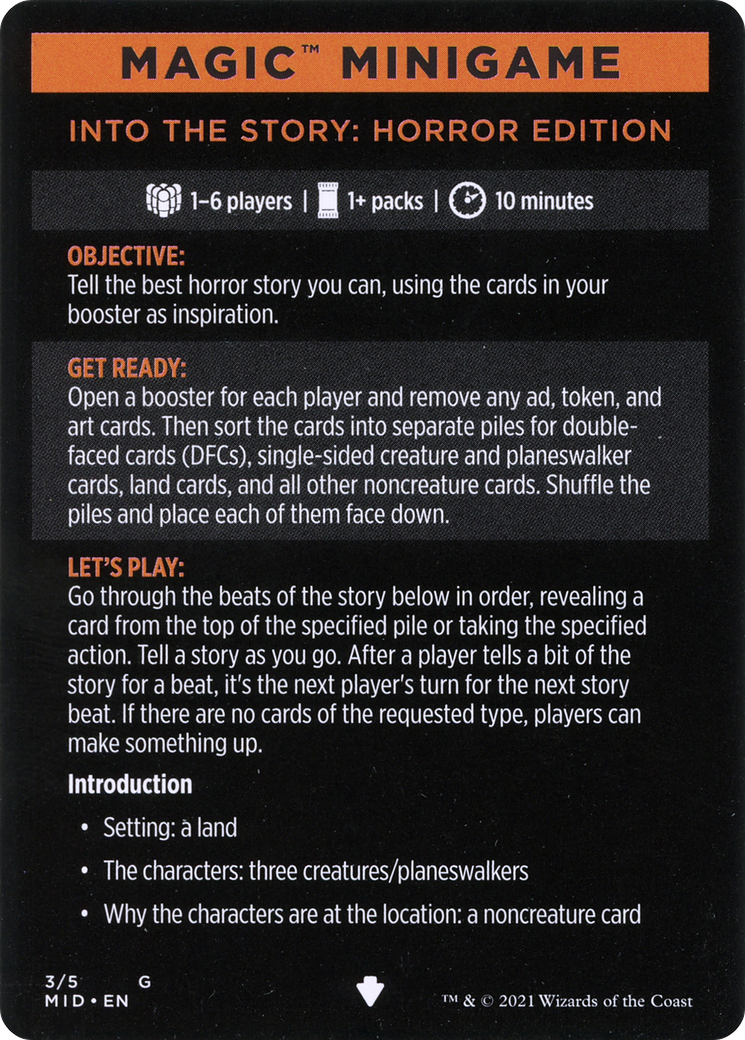 Into the Story: Horror Edition // Into the Story (cont'd) (MMID-003) - Innistrad: Midnight Hunt Minigames Foil - Premium MTG Single from Wizards of the Coast - Just $0! Shop now at Game Crave Tournament Store