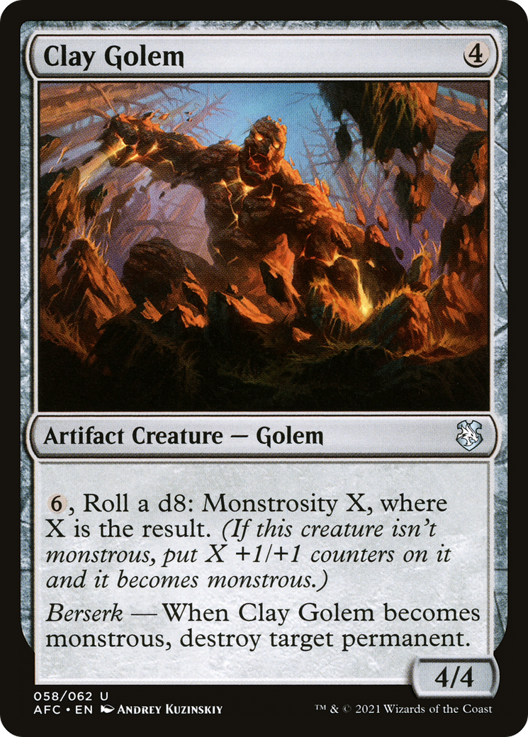 Clay Golem (AFC-058) - Forgotten Realms Commander - Premium MTG Single from Wizards of the Coast - Just $0.08! Shop now at Game Crave Tournament Store