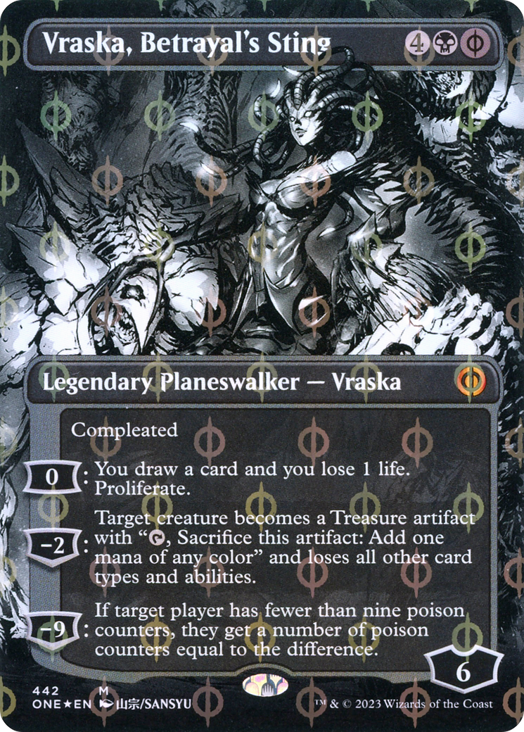 Vraska, Betrayal's Sting (ONE-442) - Phyrexia: All Will Be One: (Showcase) (Borderless) Foil - Premium MTG Single from Wizards of the Coast - Just $7.27! Shop now at Game Crave Tournament Store