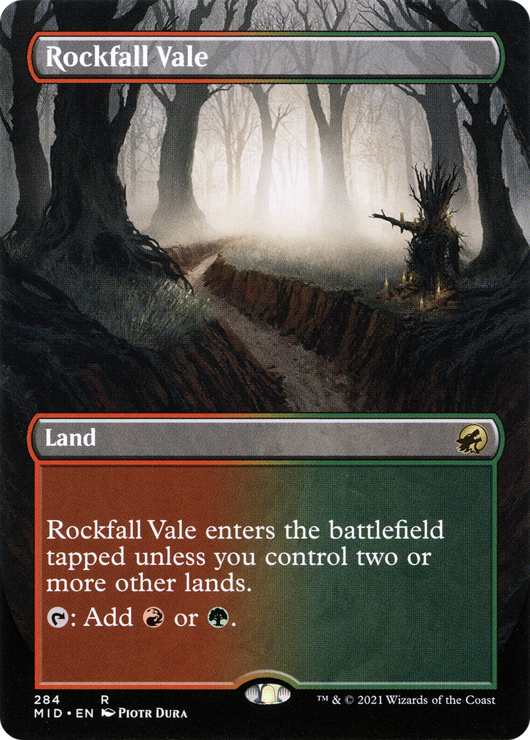 Rockfall Vale (MID-284) - Innistrad: Midnight Hunt (Borderless) Foil - Premium MTG Single from Wizards of the Coast - Just $3.70! Shop now at Game Crave Tournament Store