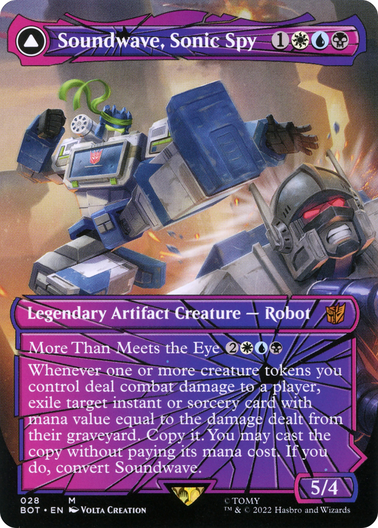 Soundwave, Sonic Spy // Soundwave, Superior Captain (BOT-028) - Transformers: (shatteredglass, convertdfc) (Borderless) - Premium MTG Single from Wizards of the Coast - Just $1.65! Shop now at Game Crave Tournament Store