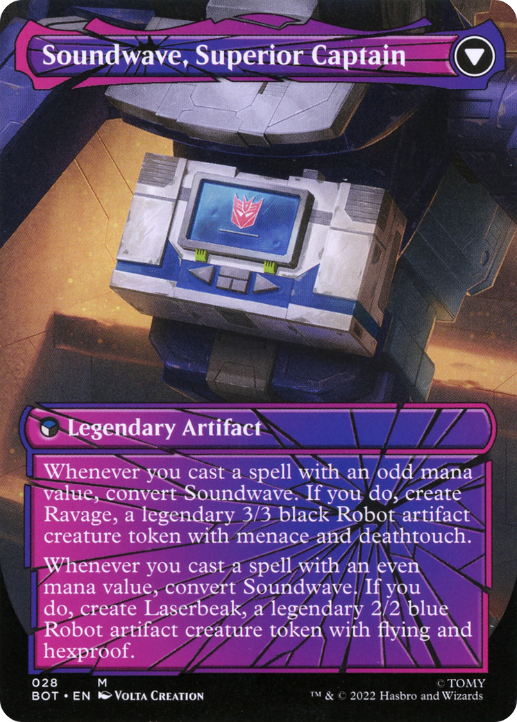 Soundwave, Sonic Spy // Soundwave, Superior Captain (BOT-028) - Transformers: (shatteredglass, convertdfc) (Borderless) Foil - Premium MTG Single from Wizards of the Coast - Just $30.25! Shop now at Game Crave Tournament Store