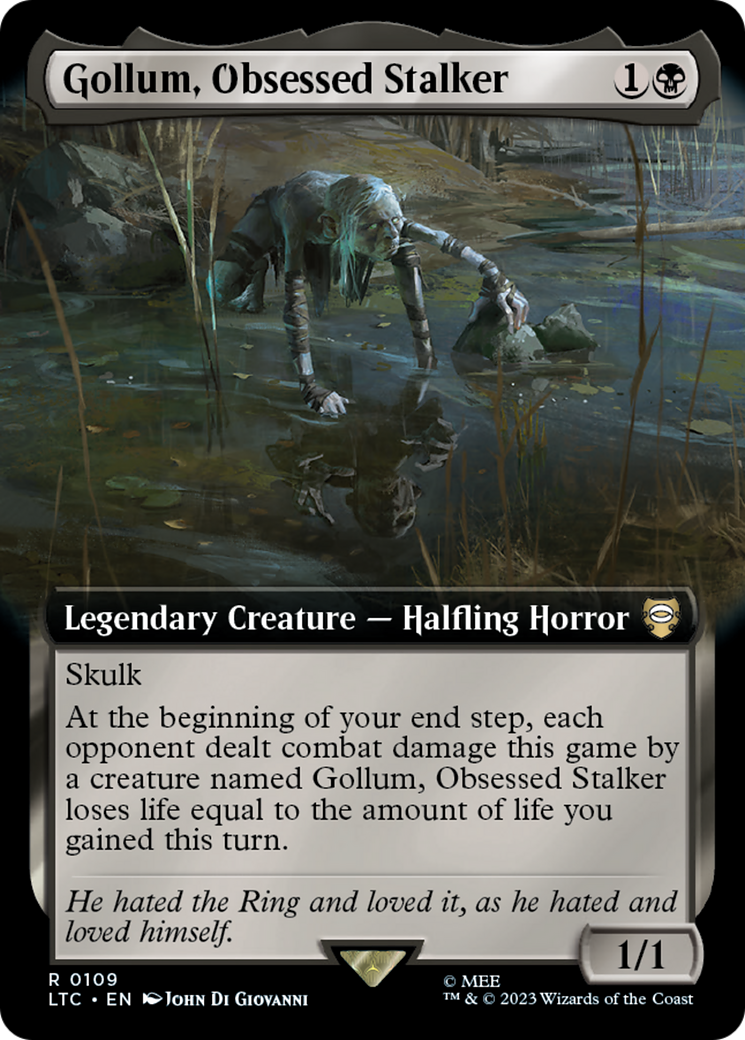Gollum, Obsessed Stalker (LTC-109) - Tales of Middle-earth Commander: (Extended Art) - Premium MTG Single from Wizards of the Coast - Just $0.43! Shop now at Game Crave Tournament Store