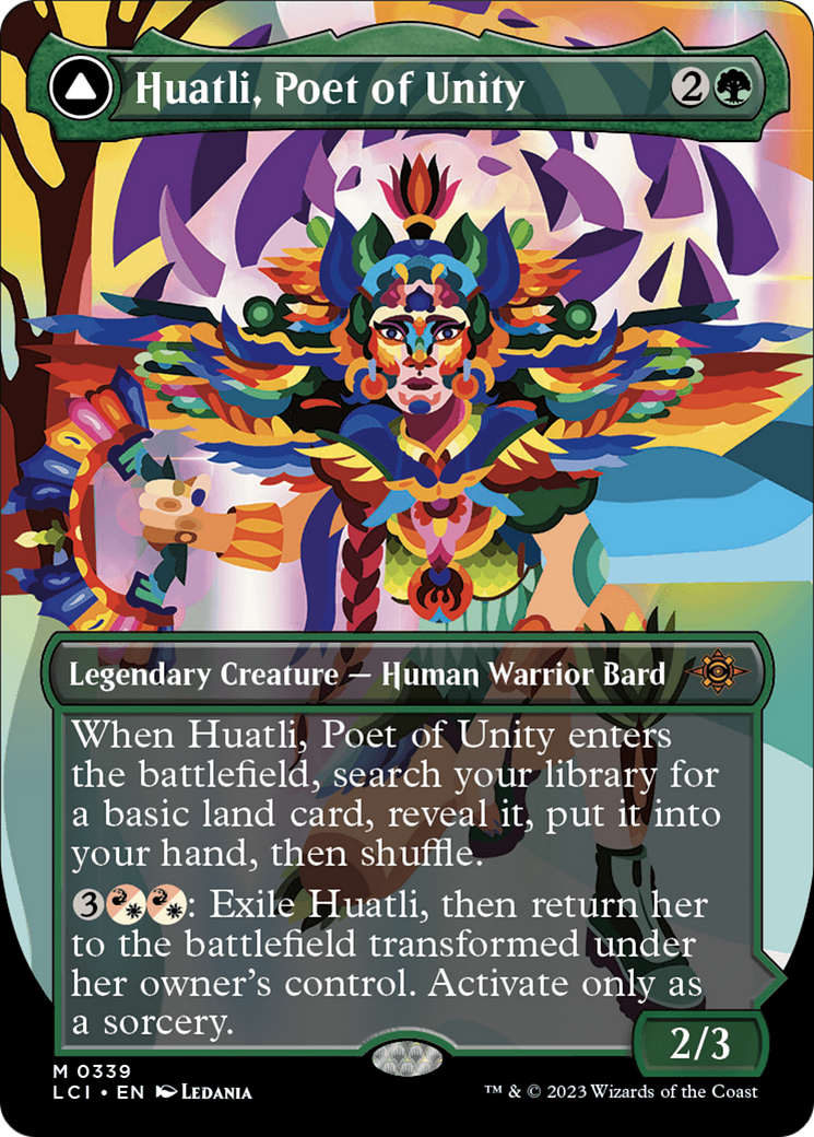 Huatli, Poet of Unity // Roar of the Fifth People (LCI-339) - The Lost Caverns of Ixalan (Borderless) Foil - Premium MTG Single from Wizards of the Coast - Just $0.94! Shop now at Game Crave Tournament Store