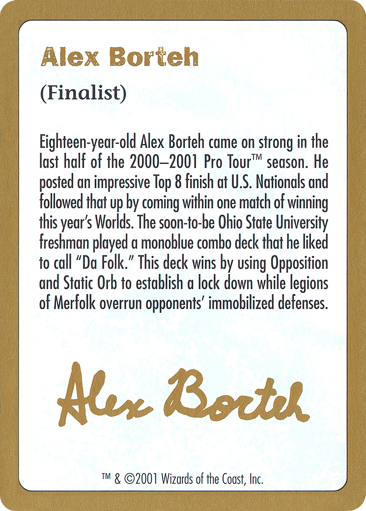 Alex Borteh Bio (WC01-AB0A) - World Championship Decks 2001 - Premium MTG Single from Wizards of the Coast - Just $0.18! Shop now at Game Crave Tournament Store