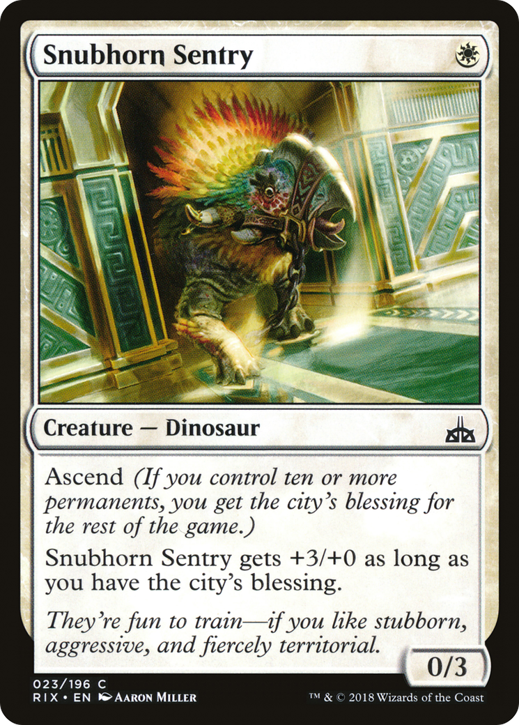 Snubhorn Sentry (RIX-023) - Rivals of Ixalan Foil - Premium MTG Single from Wizards of the Coast - Just $0.09! Shop now at Game Crave Tournament Store