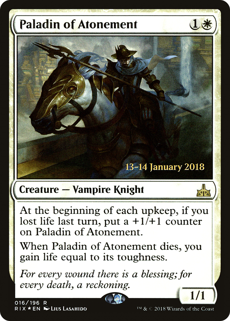 Paladin of Atonement (PRIX-16S) - Rivals of Ixalan Promos Foil - Premium MTG Single from Wizards of the Coast - Just $0.22! Shop now at Game Crave Tournament Store