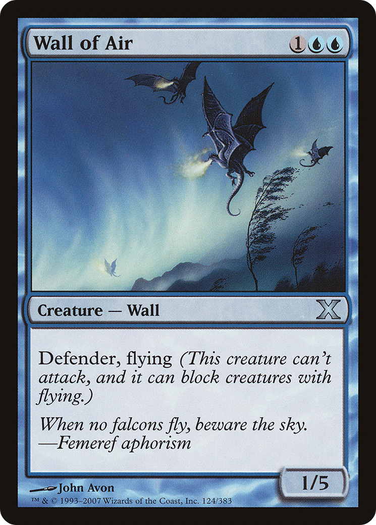 Wall of Air (10E-124) - Tenth Edition - Premium MTG Single from Wizards of the Coast - Just $0.08! Shop now at Game Crave Tournament Store