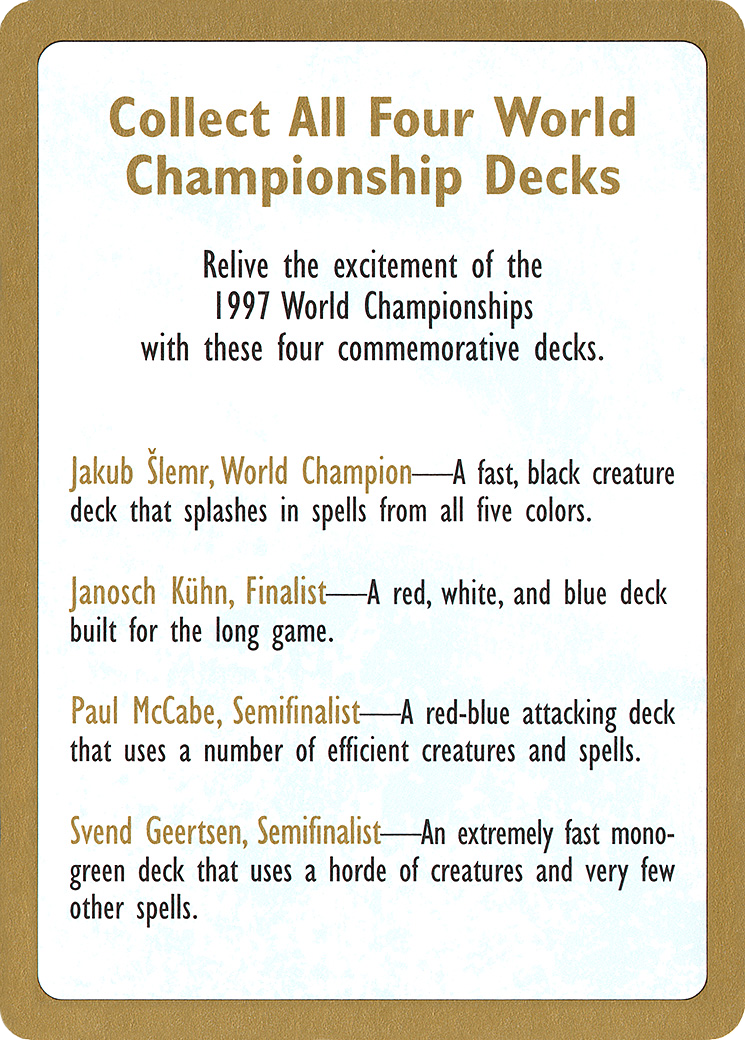 1997 World Championships Ad (WC97-000) - World Championship Decks 1997 - Premium MTG Single from Wizards of the Coast - Just $0.08! Shop now at Game Crave Tournament Store