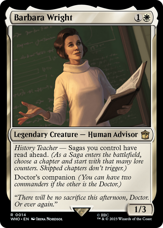 Barbara Wright (WHO-014) - Doctor Who - Premium MTG Single from Wizards of the Coast - Just $1.01! Shop now at Game Crave Tournament Store