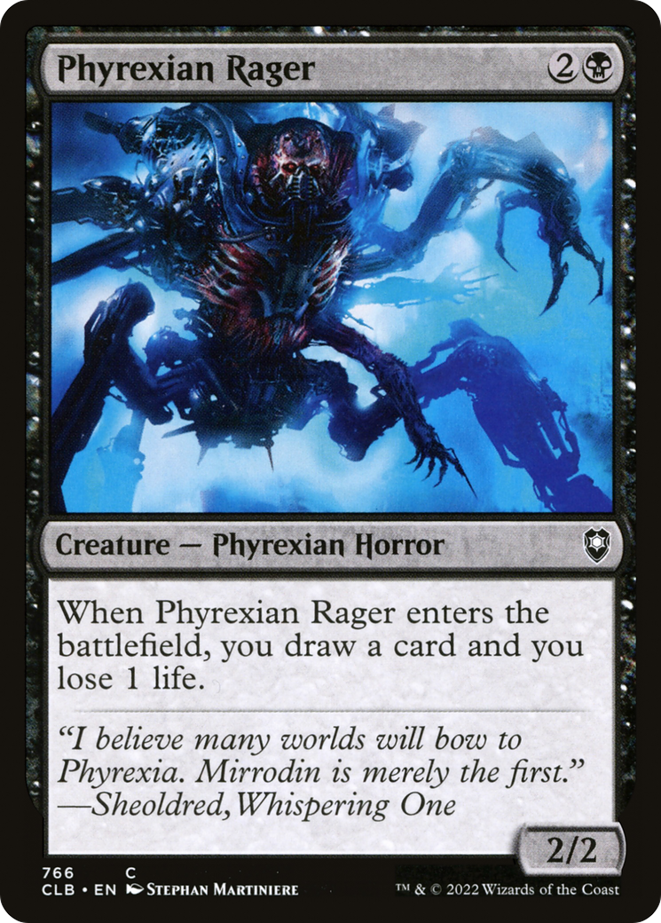 Phyrexian Rager (CLB-766) - Commander Legends: Battle for Baldur's Gate - Premium MTG Single from Wizards of the Coast - Just $0.25! Shop now at Game Crave Tournament Store