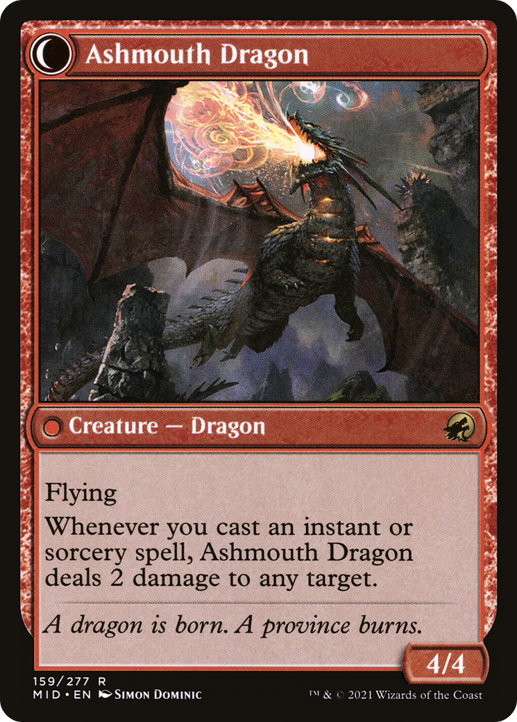Smoldering Egg // Ashmouth Dragon (MID-159) - Innistrad: Midnight Hunt: (Double Faced Transform) Foil - Premium MTG Single from Wizards of the Coast - Just $0.11! Shop now at Game Crave Tournament Store