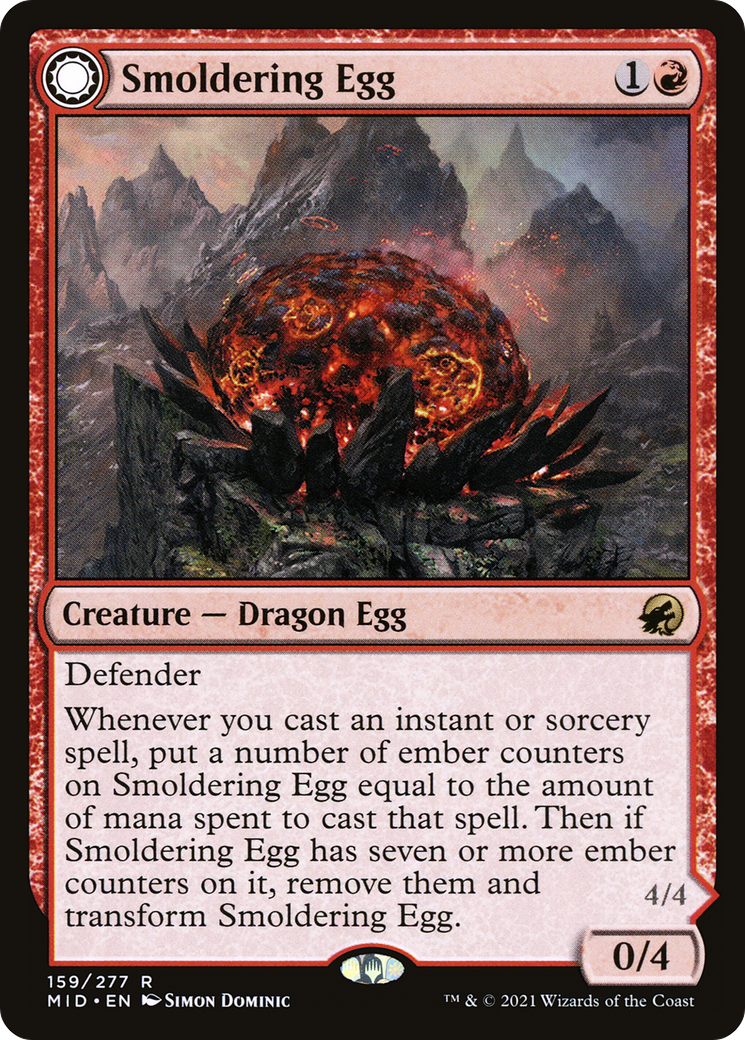 Smoldering Egg // Ashmouth Dragon (MID-159) - Innistrad: Midnight Hunt: (Double Faced Transform) Foil - Premium MTG Single from Wizards of the Coast - Just $0.11! Shop now at Game Crave Tournament Store