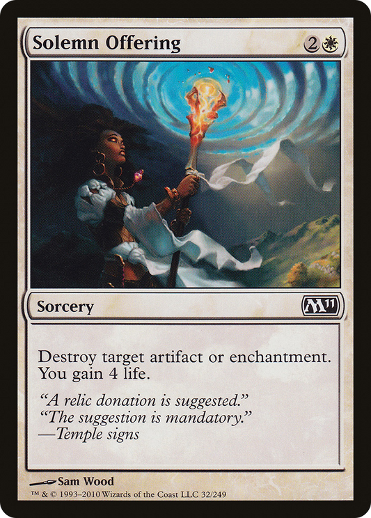Solemn Offering (M11-032) - Magic 2011 - Premium MTG Single from Wizards of the Coast - Just $0.25! Shop now at Game Crave Tournament Store
