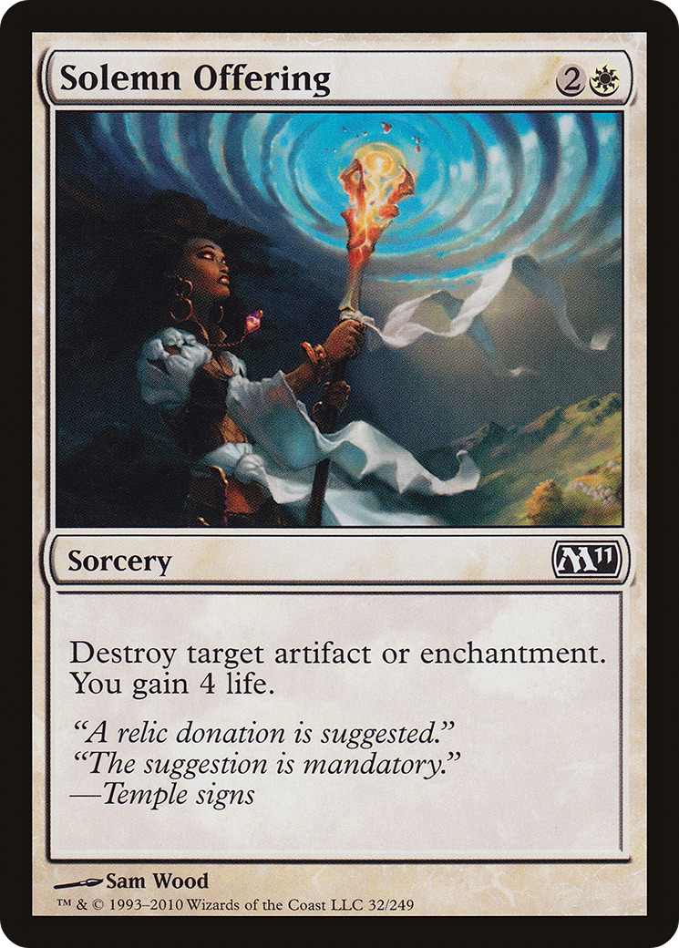 Solemn Offering (M11-032) - Magic 2011 Foil - Premium MTG Single from Wizards of the Coast - Just $0.25! Shop now at Game Crave Tournament Store