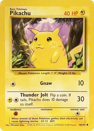 Pikachu 58/102 - Base - Premium Pokemon Single from Nintendo - Just $1.90! Shop now at Game Crave Tournament Store