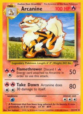 Arcanine 33/130 - Base Set 2 - Premium Pokemon Single from Nintendo - Just $1.30! Shop now at Game Crave Tournament Store