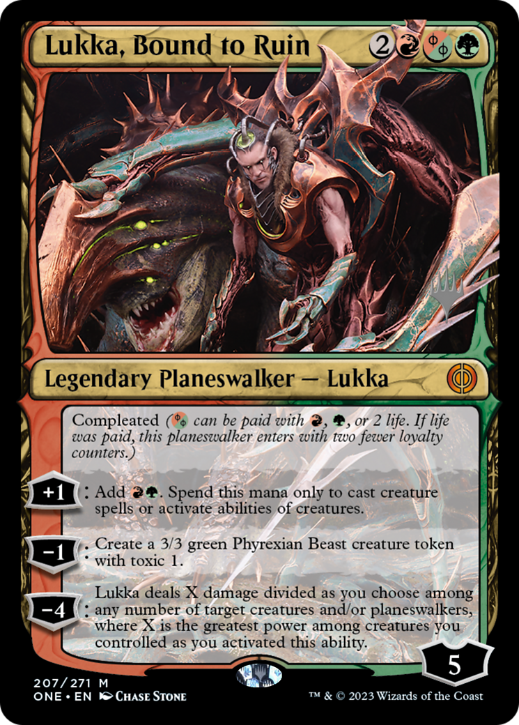 Lukka, Bound to Ruin (PONE-207P) - Phyrexia: All Will Be One Promos - Premium MTG Single from Wizards of the Coast - Just $0.19! Shop now at Game Crave Tournament Store