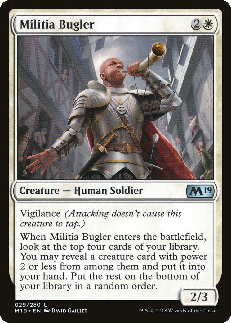 Militia Bugler (M19-029) - Core Set 2019 Foil - Premium MTG Single from Wizards of the Coast - Just $0.30! Shop now at Game Crave Tournament Store