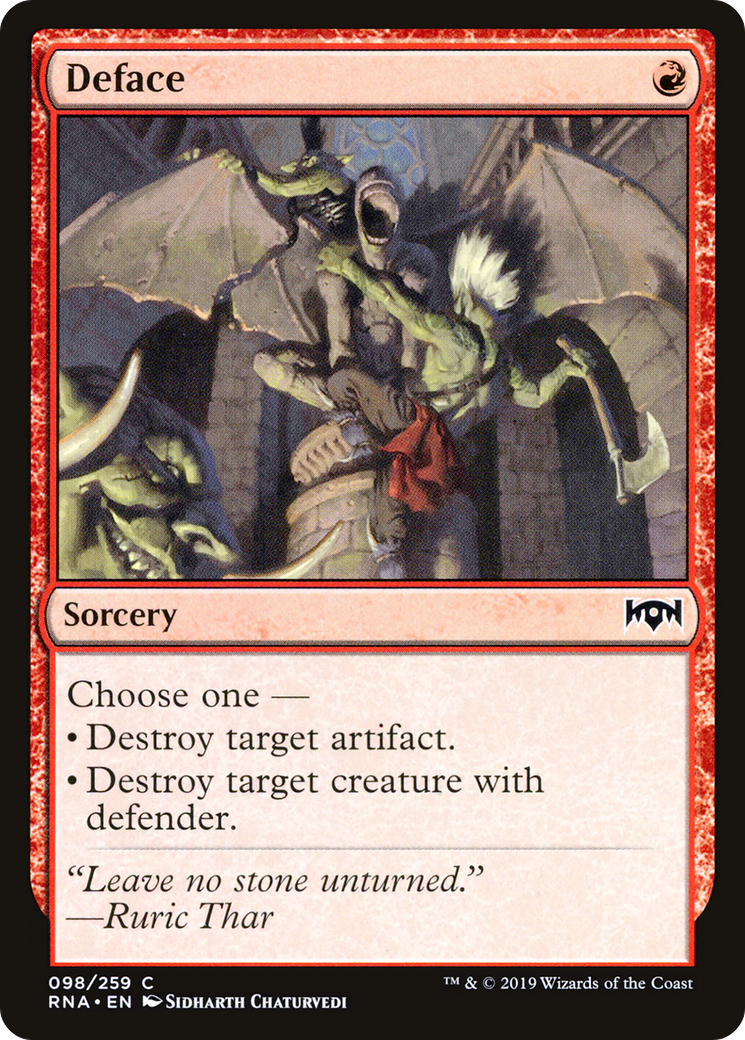 Deface (RNA-098) - Ravnica Allegiance Foil - Premium MTG Single from Wizards of the Coast - Just $0.08! Shop now at Game Crave Tournament Store