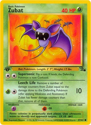 Zubat 57/62 - Fossil Unlimited - Premium Pokemon Single from Nintendo - Just $0.25! Shop now at Game Crave Tournament Store