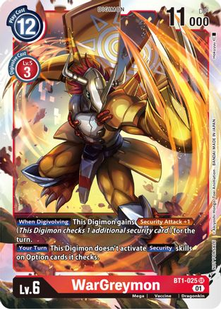 WarGreymon (ST-11 Special Entry Pack) (BT1-025) - Release Special Booster Foil - Premium Digimon Single from Bandai - Just $1.30! Shop now at Game Crave Tournament Store