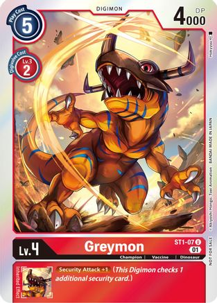 Greymon (ST-11 Special Entry Pack) (ST1-07) - Starter Deck 01: Gaia Red Foil - Premium Digimon Single from Bandai - Just $8.20! Shop now at Game Crave Tournament Store
