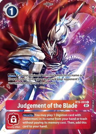 Judgement of the Blade (Premium Deck Set) (BT6-093) - Double Diamond Foil - Premium Digimon Single from Bandai - Just $0.08! Shop now at Game Crave Tournament Store