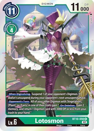 Lotosmon (BT10-056) - Xros Encounter Foil - Premium Digimon Single from Bandai - Just $0.25! Shop now at Game Crave Tournament Store
