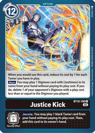 Justice Kick (BT10-106) - Xros Encounter - Premium Digimon Single from Bandai - Just $0.25! Shop now at Game Crave Tournament Store