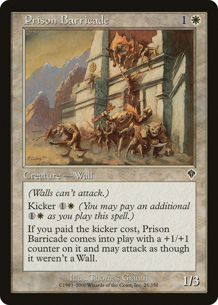 Prison Barricade (INV-025) - Invasion - Premium MTG Single from Wizards of the Coast - Just $0.08! Shop now at Game Crave Tournament Store