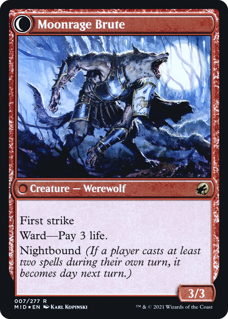 Brutal Cathar // Moonrage Brute (PMID-07S) - Innistrad: Midnight Hunt Promos: (Double Faced Transform) Foil - Premium MTG Single from Wizards of the Coast - Just $0.86! Shop now at Game Crave Tournament Store