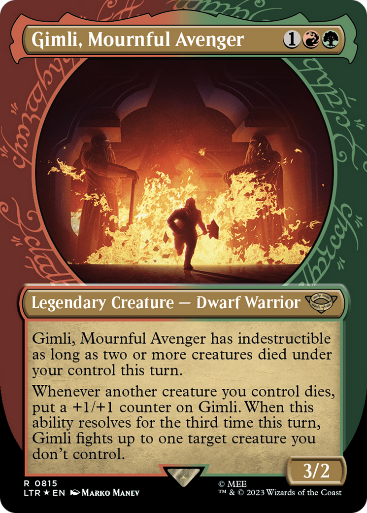 Gimli, Mournful Avenger (LTR-815) - The Lord of the Rings: Tales of Middle-earth: (Showcase) (Borderless) Foil - Premium MTG Single from Wizards of the Coast - Just $1.88! Shop now at Game Crave Tournament Store