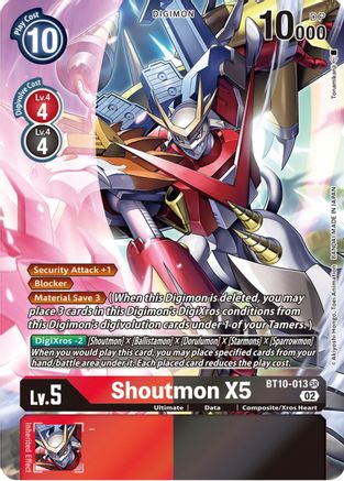 Shoutmon X5 (Alternate Art) (BT10-013) - Xros Encounter Foil - Premium Digimon Single from Bandai - Just $6.92! Shop now at Game Crave Tournament Store