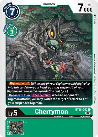 Cherrymon (BT10-052) - Xros Encounter - Premium Digimon Single from Bandai - Just $0.25! Shop now at Game Crave Tournament Store