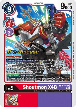 Shoutmon X4B (BT10-012) - Xros Encounter Pre-Release Cards Foil - Premium Digimon Single from Bandai - Just $0.46! Shop now at Game Crave Tournament Store