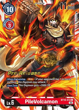 PileVolcamon (BT10-014) - Xros Encounter Pre-Release Cards Foil - Premium Digimon Single from Bandai - Just $0.25! Shop now at Game Crave Tournament Store