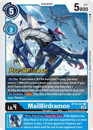 MailBirdramon (BT10-021) - Xros Encounter Pre-Release Cards Foil - Premium Digimon Single from Bandai - Just $11.15! Shop now at Game Crave Tournament Store