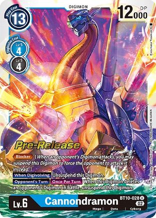 Cannondramon (BT10-028) - Xros Encounter Pre-Release Cards - Premium Digimon Single from Bandai - Just $0.14! Shop now at Game Crave Tournament Store