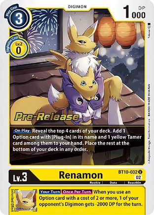 Renamon (BT10-032) - Xros Encounter Pre-Release Cards Foil - Premium Digimon Single from Bandai - Just $8.22! Shop now at Game Crave Tournament Store